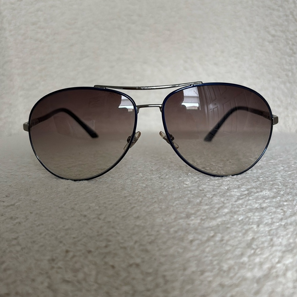Gucci Aviator Frame Sunglasses - Navy Blue and Silver